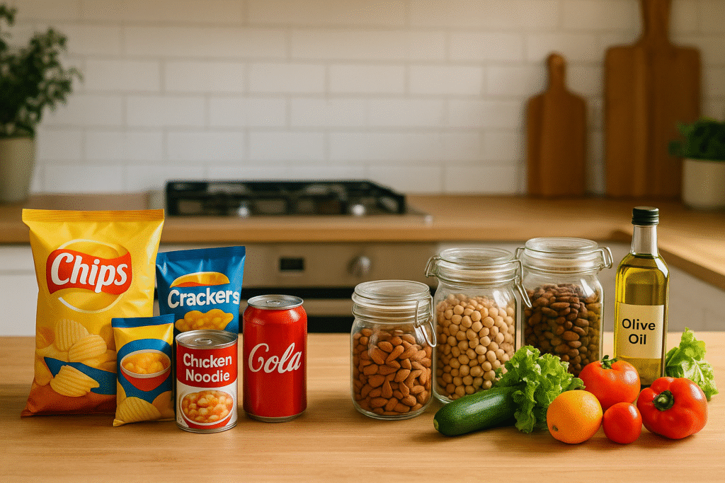 Healthy vs less healthy food options