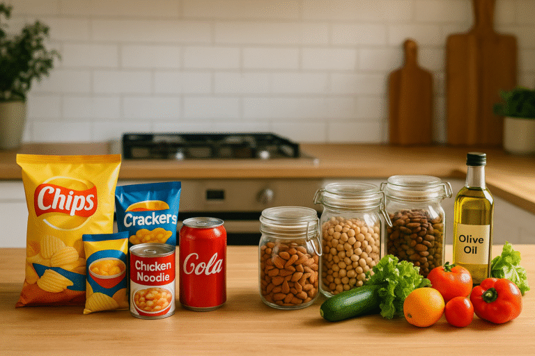 Healthy vs less healthy food options